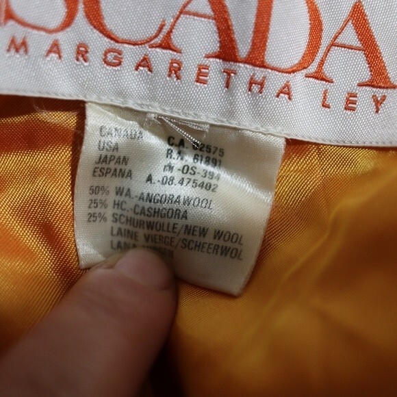 Escada Golden Yellow Double Breasted Blazer West Germany Angora Wool L - Picture 12 of 16